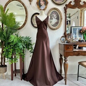Alfred Angelo Chocolate Brown Maxi Dress